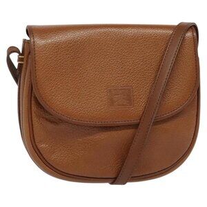 Authentic Burberrys Shoulder Bag Leather Brown Gold